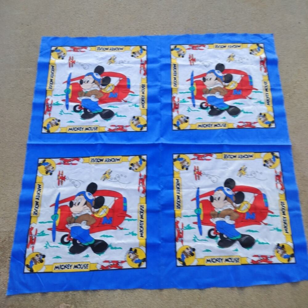 Disney Mickey Mouse Aviation Airplanes Fabric Panel Pillow 24" by 24"